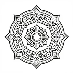 a delicated line Decorative Ornament, Inca style, Vector Lineal, Black and white, ink pen, clean