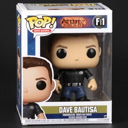 product still of Dave Bautista funko pop with box, 85mm f1.8