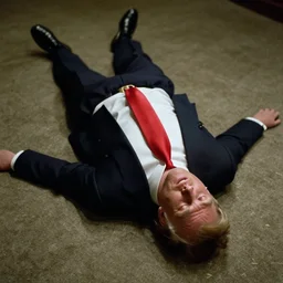 Donald Trump laying dead on the floor in American Psycho (1999)