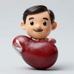 a kidney bean that looks like mr bean, macro lens, studio lighting