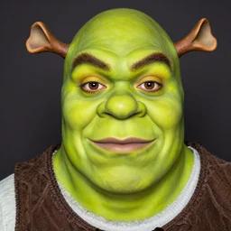 shrek with makeup on his face