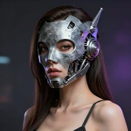 sexy beautiful woman head made of mech mask rendered in unreal engine, cyberpunk, rave, scifi, painted by albrecht durer | bernard buffet | alyssa monks | andrew wyeth