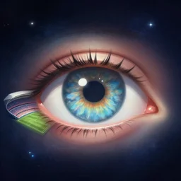 a beautiful eye with a soccer stadium as a pupil digital painting, artstation, the space background, concept art, illustration