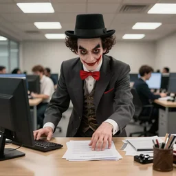 high quality photo of mister undreal doing job work in office, masterpiece, aykut aydogdu, postivie, long shot, ground angle uhd 8 k, deep focus