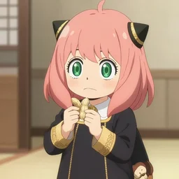 anya forger from spy x family, holding peanuts, digital art, anime style