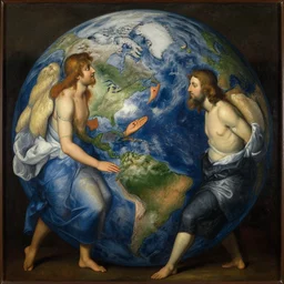 a painting so beautiful and universally loved it creates peace on earth by titian, by velazquez, by cezanne, by gaston bussiere, detailed, volumetric lighting, impactful masterpiece