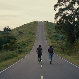 be running up that road, be running up that hill,, stranger things, cinematic, photorealistic, artstation
