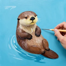 a sea otter made by finger painting