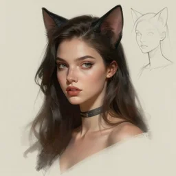 artwork of a portrait of a beautiful half cat woman, trending on artstation, matte painting, concept art, light study, by beeple, greg rutkowski, rossdraws