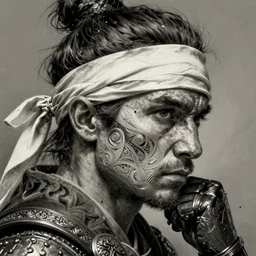 a warry injuried warrior, its head bandaged.. intricate, elegant, highly detailed, digital painting, artstation, concept art, sharp focus, illustration, by justin gerard and artgerm, 8 k