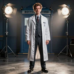 Matt Berry is the new Doctor in Doctor Who, promotion artwork, studio lighting, ultra high resolution, lots of details, photo realistic, realistic shadows, realistic reflections, high budget