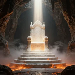 a epic concept art by gustave dore and greg rutkowski, trending on artstation. dante's divine comedy, dark fantasy cave palace of bad omens. light effect. a beam of light fell on the stone throne!! white stone steps seeping magma. fier in fog!! 3 d, ultra clear detailed. octane render, unreal engine. 8 k