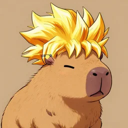 capybara in the super saiyan hair