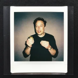 polaroid of elon musk spoking weed