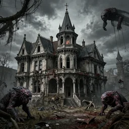 victorian era architecture based city, abandoned, crawling with beasts, bloodborne, yarhnam