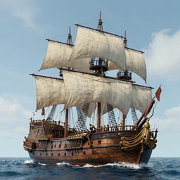 a highly detailed 4 k fantasy matte painting of a photorealistic pirate ship, historically accurate. flying