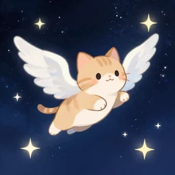 cute cat with angel wings flying in a sea of stars, fantasy, cosmos, dominique salm