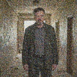 “High quality screenshot of Walter White standing in the middle of a destroyed hallway with half of his face blown off, award-winning”