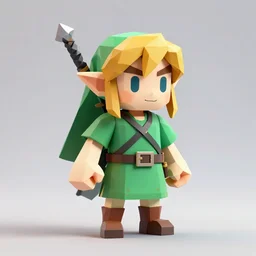 a low poly render of Link from ocarina of time.