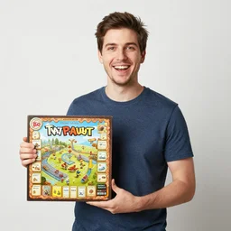 photo of a guy very happy with his board game collection