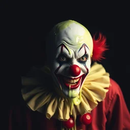 a clown made of slime, studio light, dark background, 3 5 mm photography