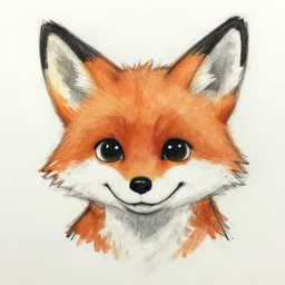 Facial portrait of Fnaf Foxy, rough abstract sketch