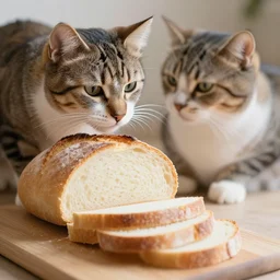 cat as a loaf of bread being sliced