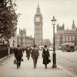 A vintage photograph of London, England, 1920s,