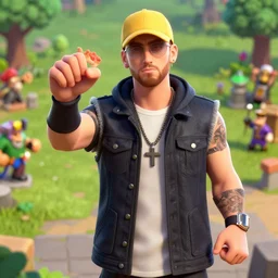 eminem, octane render, detailed, brawl stars, unreal engine 5, cinema 4 d cinematic, artstation, greg rutkowski, clash of clan, clash royal
