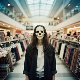 shopping mall for dead people, film photo, soft lighting album cover, nostalgia, gradient