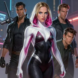 Gal Gadot as Spider-Gwen by brian bolland by alex ross by Esad Ribic by Greg Land digital painting digital art