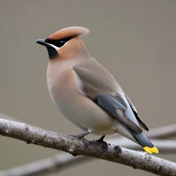 ethereal Bohemian Waxwing bird, Bombycilla garrulus