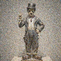 sculpture in the style of a charlie chaplin silent film