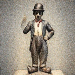 sculpture in the style of a charlie chaplin silent film