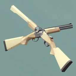 double barrel shotgun, pale colors, low poly artstation