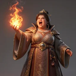 thick chubby filipina dungeons and dragons mage, casting flame spell, intense yell, intricate robe, exaggerated perspective, beautiful detailed face, action pose, dynamic colors, dynamic shadows, dynamic lighting, geoff johns, jason fabok, jason fabok, brad anderson, splash art