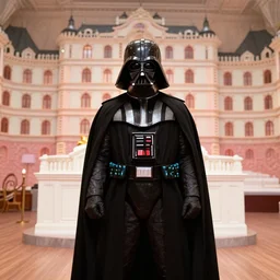 a film still of cosplay of darth vader in the grand budapest hotel ( 2 0 1 4 )