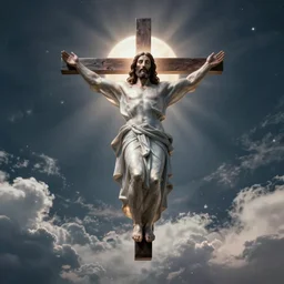 the second coming of Jesus Christ, ascending down from heaven, Octane render, artistic, Cinema 4D, haunting, 8k, hyperrealistic