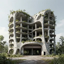 a beautiful detailed rendering of abandoned architecture unfinished building fire station nature building by zaha hadid, extraterrestial tokyo, archdaily, wallpaper, highly detailed, trending on artstation.