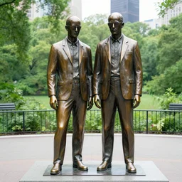 aphex twin as a bronze statue in central park, photo