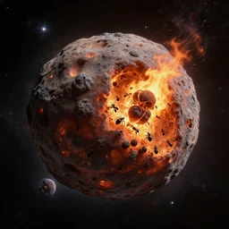 A highly detailed Digital art of a meteorite containing an ant colony burning up in the atmosphere, by Jessica Rossier and Wayne Barlowe  8k  geology space hubble star nebula