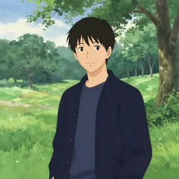 a portrait of a character in a scenic environment by Hiroji Kubota