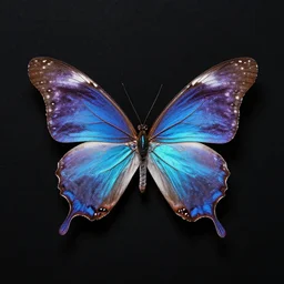 mystical aura chakra butterfly, matte black background, horizontal symmetry