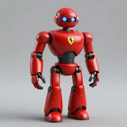 a red robot with black hands and feet, Ferrari logo on it's chest | unreal engine | 3D model