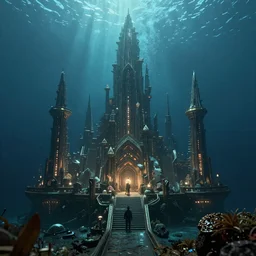 an underwater city in the style of arcane the series on Netflix