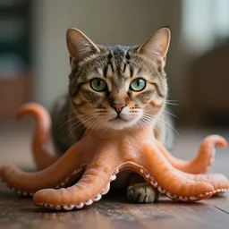 a cinematic photo of cat with tentacles, front view, ultra realistic, canon, 3 5 mm, bokeh, coherent