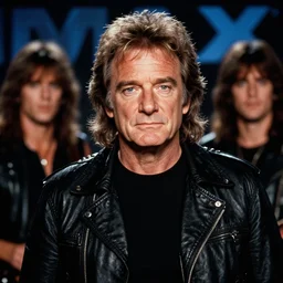promotional image of robin williams in a heavy metal band in a movie from 1978, rugged black clothes, detailed face, movie still frame, promotional image, imax 70 mm footage