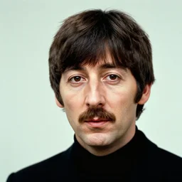 a beatle, facial hair, mustache, colour photograph, 1 9 6 6