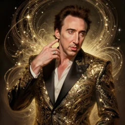 portrait of nicholas cage losing his mind, intricate, elegant, glowing lights, highly detailed, digital painting, artstation, glamor pose, concept art, smooth, sharp focus, illustration, art by artgerm and greg rutkowski, artey freytag