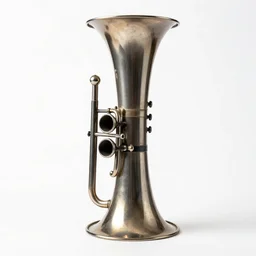industrial oboe, high detail macro photography, isolated on a pure white background, centered, entire object in frame, sharp focus, soft studio lighting